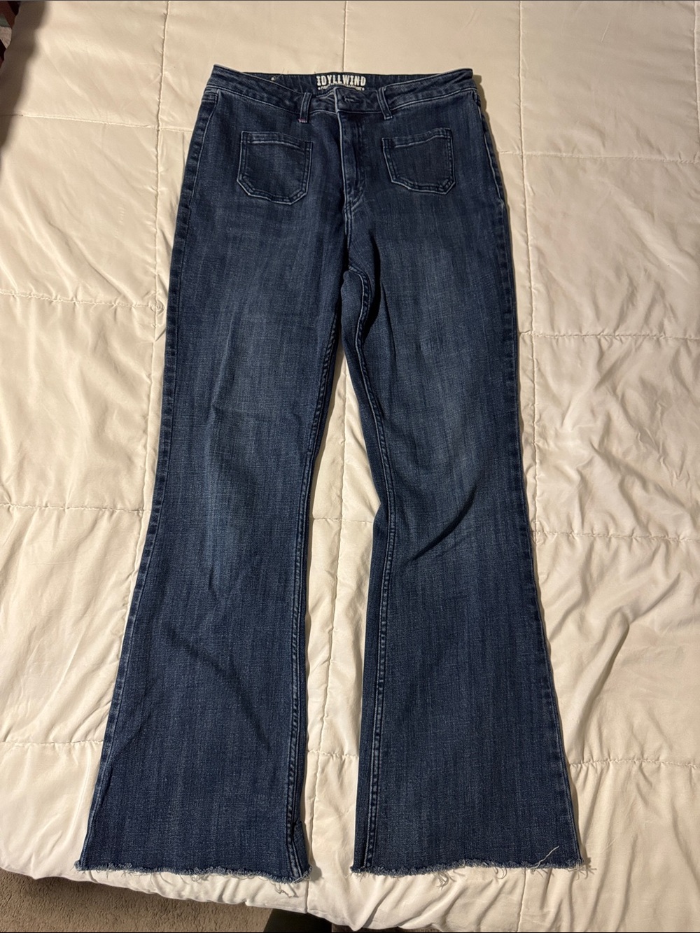 Idyllwind Dark Blue Flare Jeans with Raw Hem